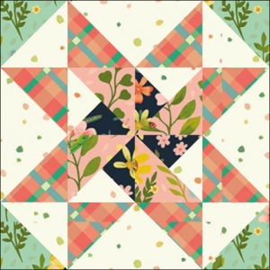 Stars & Pinwheels Quilt Block Two from the "Graceful Garden" 2021 BOM Quilt! A Free Pattern Featured at BOMquilts.com!