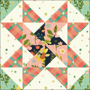 Stars & Pinwheels Quilt Block One from the "Graceful Garden" 2021 BOM Quilt! A Free Pattern Featured at BOMquilts.com!